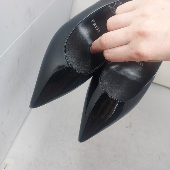 Christian Louboutin Hot Chickita Slingback Patent Flat Black Shoe - Picture 10 of 10